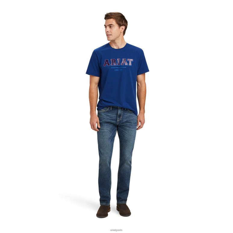 RJ66P730 t-shirt universitaire Ariat hauts bleu immobilier Hommes