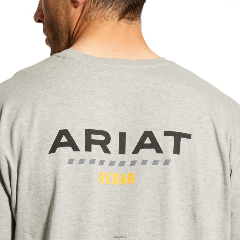 RJ66P733 t-shirt à logo fort en coton rebar Ariat hauts gris chiné Hommes