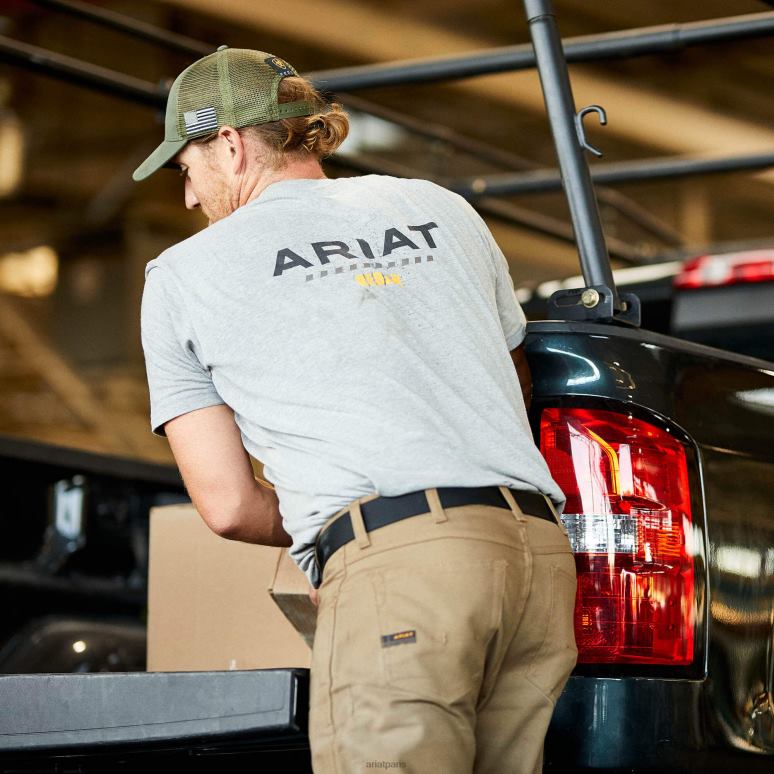RJ66P733 t-shirt à logo fort en coton rebar Ariat hauts gris chiné Hommes