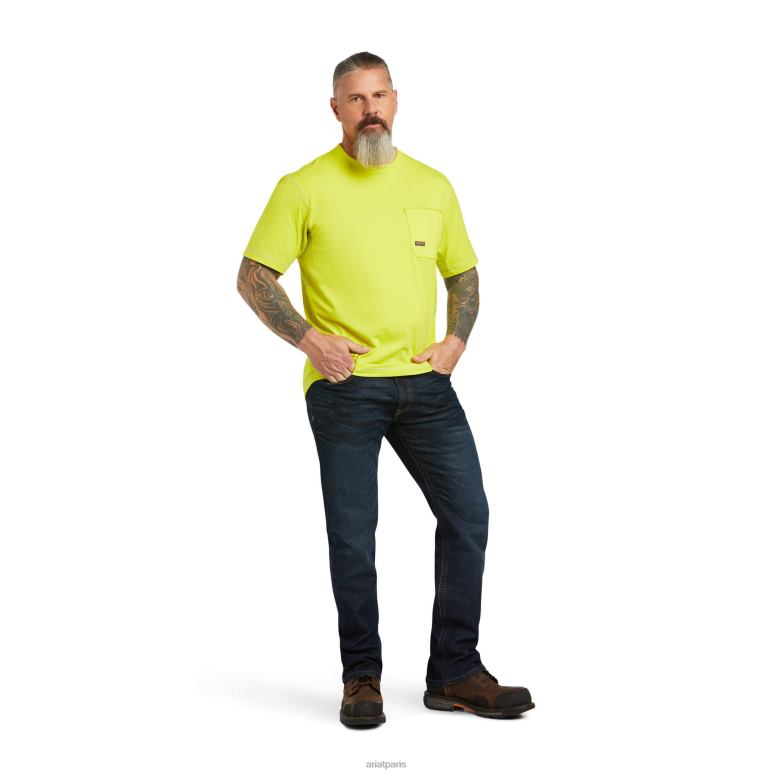 RJ66P735 t-shirt avec logo d'ouvrier de barres d'armature Ariat hauts source de soufre Hommes