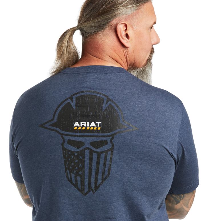RJ66P736 t-shirt à couverture complète d'ouvrier de barres d'armature Ariat hauts bruyère d'ardoise Hommes