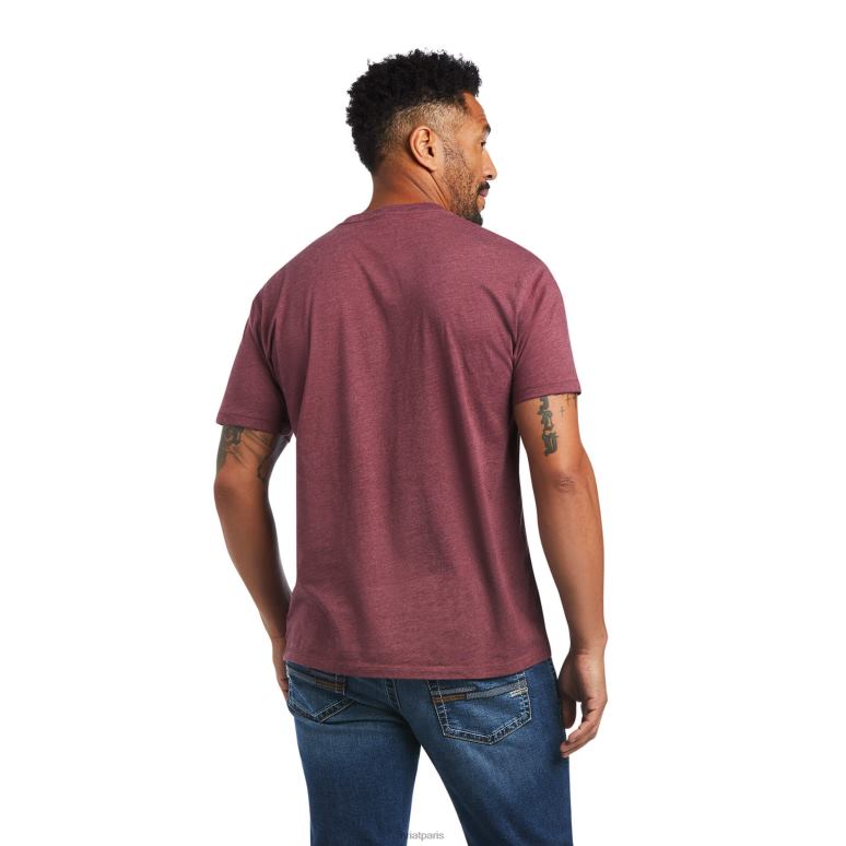 RJ66P738 t-shirt crâne de direction usa Ariat hauts bruyère bordeaux Hommes