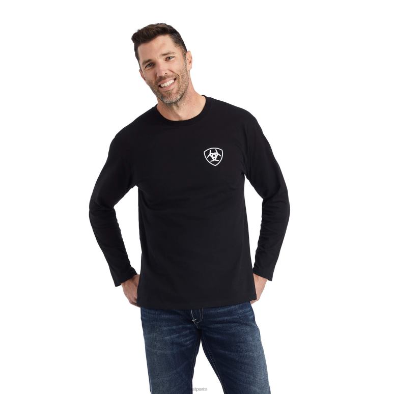 RJ66P746 t-shirt avec écusson Ariat hauts noir Hommes