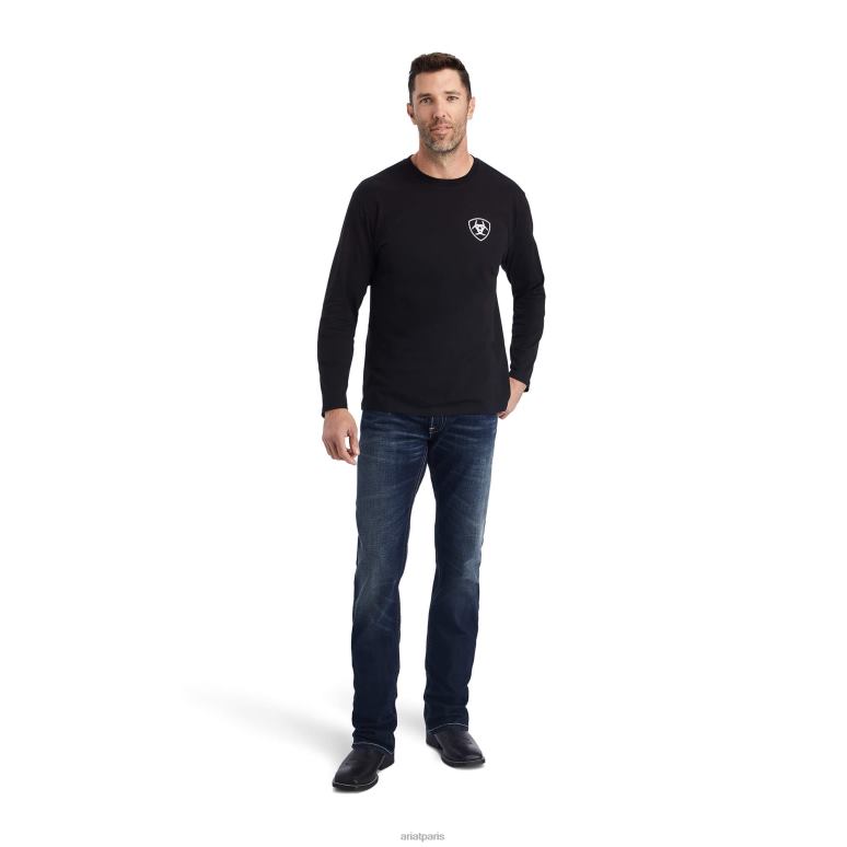RJ66P746 t-shirt avec écusson Ariat hauts noir Hommes