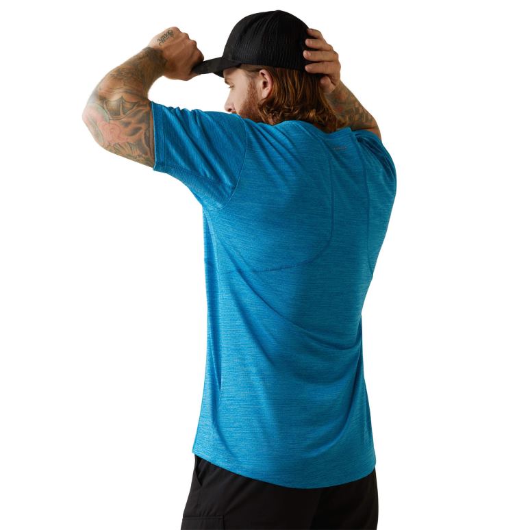 RJ66P748 t-shirt coupe athlétique évolution des barres d'armature Ariat hauts bleu plongée Hommes