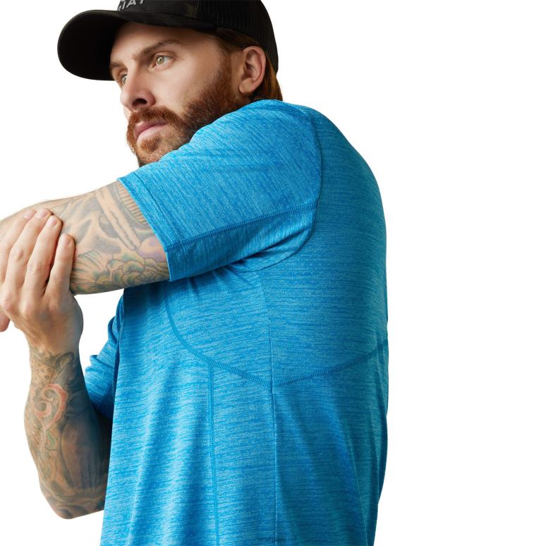 RJ66P748 t-shirt coupe athlétique évolution des barres d'armature Ariat hauts bleu plongée Hommes