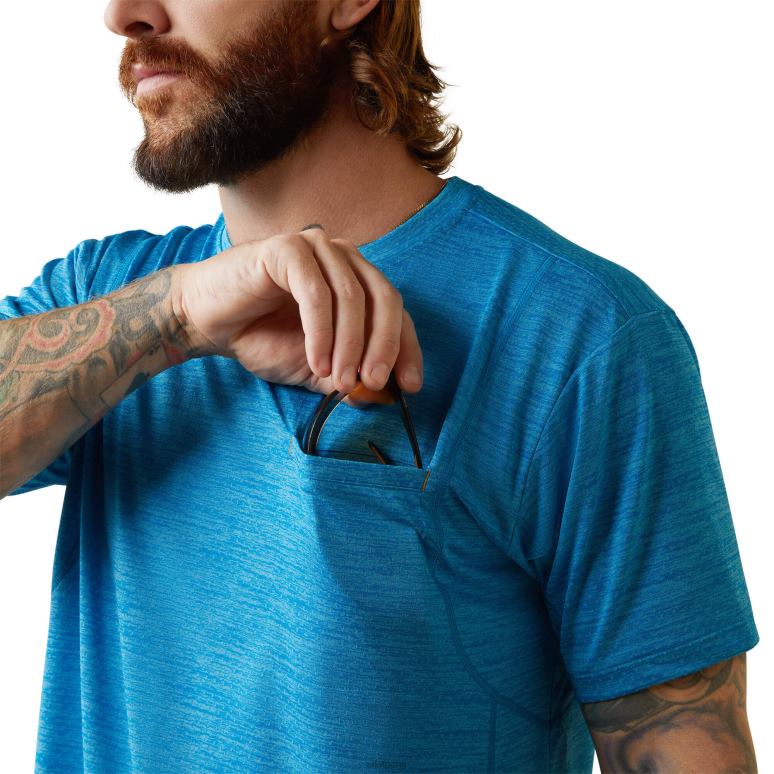 RJ66P748 t-shirt coupe athlétique évolution des barres d'armature Ariat hauts bleu plongée Hommes