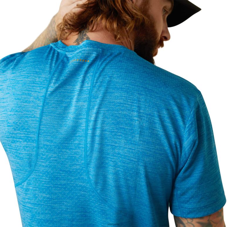 RJ66P748 t-shirt coupe athlétique évolution des barres d'armature Ariat hauts bleu plongée Hommes