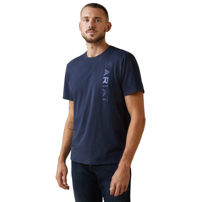 RJ66P754 t-shirt à logo vertical Ariat hauts marine Hommes