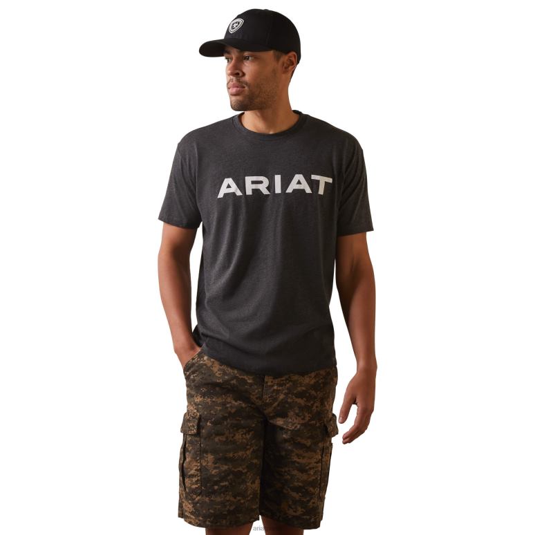 RJ66P767 t-shirt de marque Ariat hauts bruyère au charbon de bois Hommes