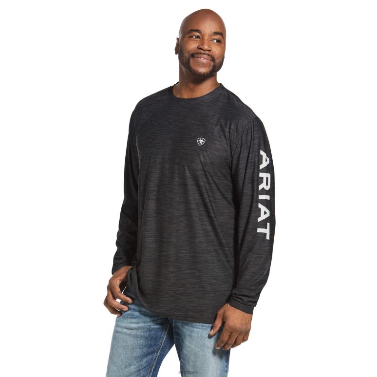 RJ66P768 t-shirt avec logo du chargeur Ariat hauts bruyère au charbon de bois Hommes