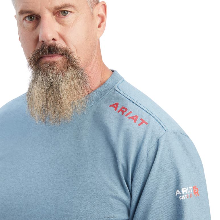 RJ66P784 fr né pour ce t-shirt Ariat hauts bleu acier chiné Hommes