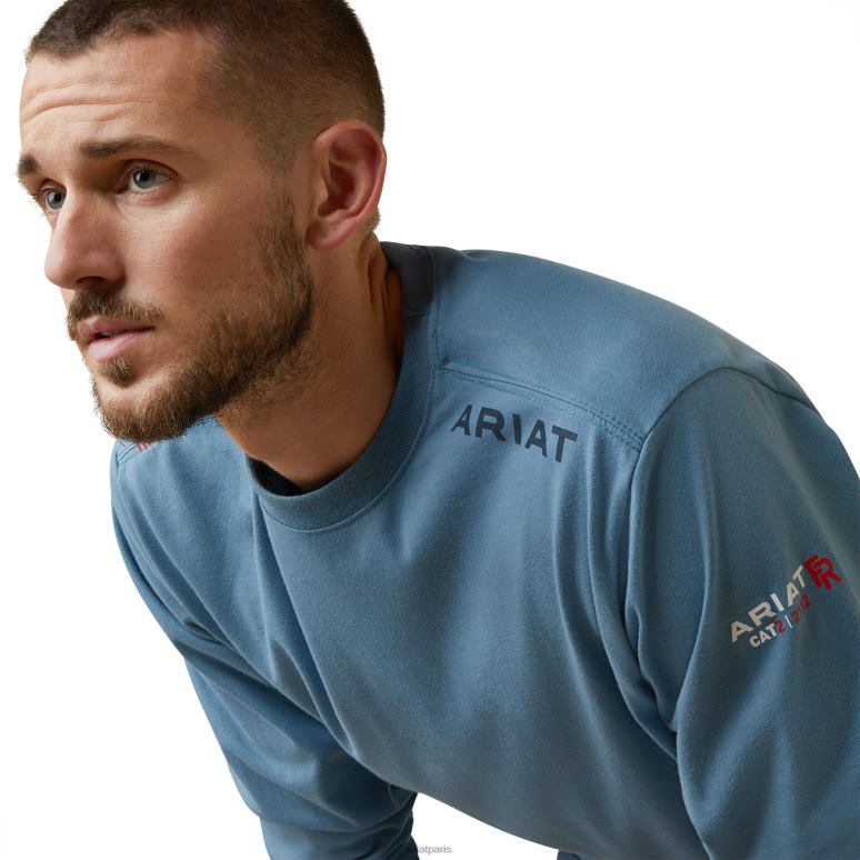 RJ66P787 fr fr hisser le drapeau t-shirt Ariat hauts bleu acier Hommes