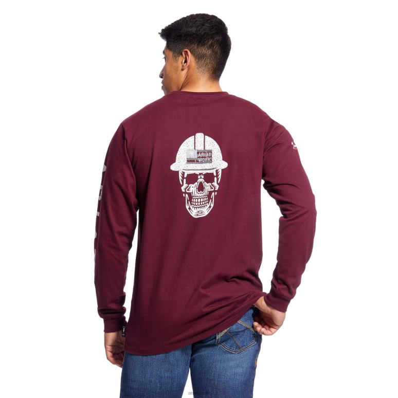 RJ66P788 fr - t-shirt avec logo tête de mort à col rond Ariat hauts malbec Hommes