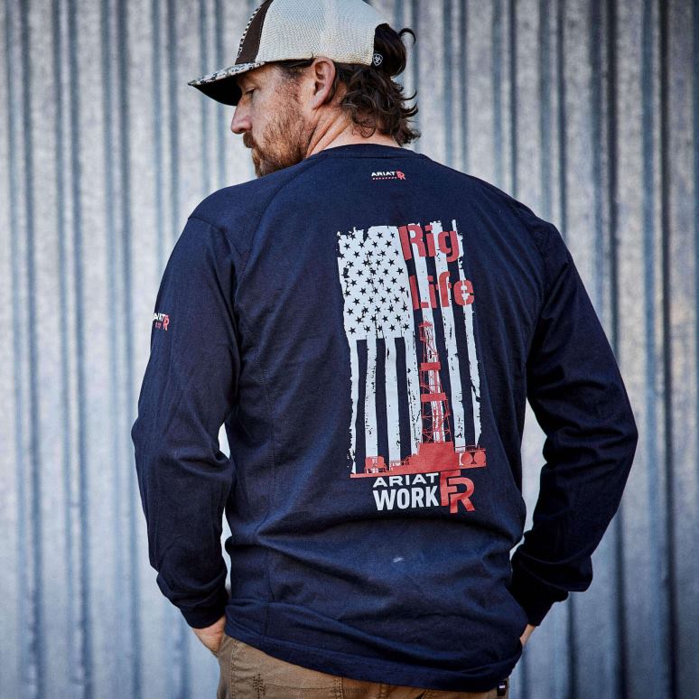 RJ66P812 t-shirt graphique fr air rig life Ariat hauts noir Hommes