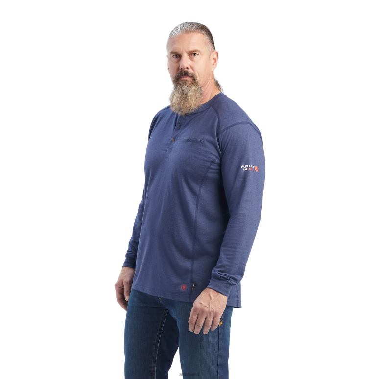 RJ66P821 t-shirt du service aérien fr Ariat hauts chiné marine Hommes