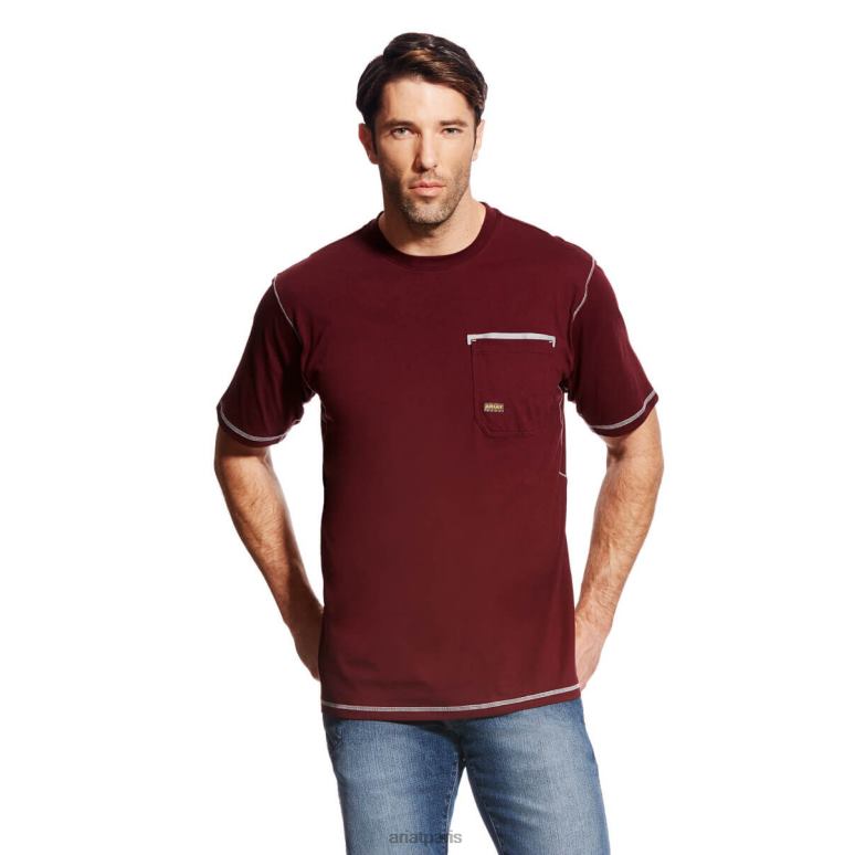 RJ66P822 t-shirt d'ouvrier de barres d'armature Ariat hauts malbec Hommes