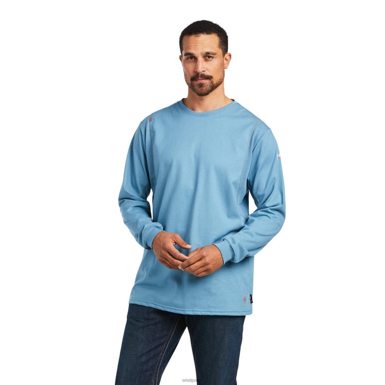 RJ66P830 t-shirt équipage fr ac Ariat hauts bleu acier Hommes