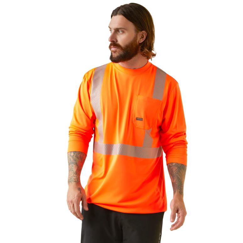 RJ66P837 t-shirt ansi haute visibilité Ariat hauts salut visibilité orange Hommes