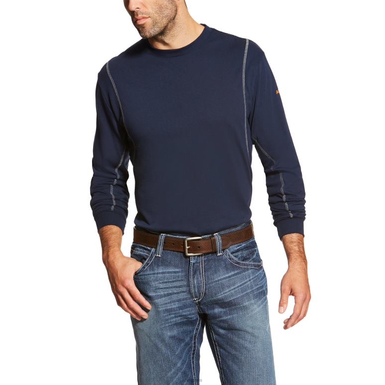 RJ66P838 t-shirt équipage fr ac Ariat hauts marine Hommes
