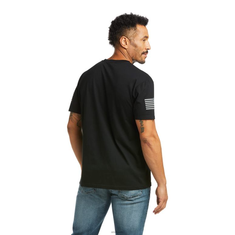 RJ66P845 t-shirt patriote griffé Ariat hauts noir Hommes