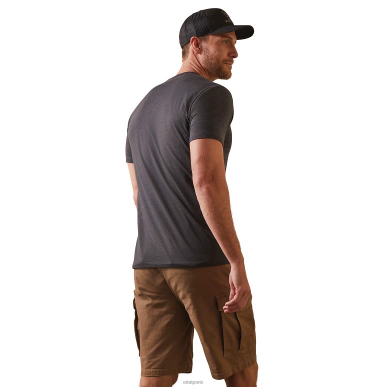 RJ66P851 t-shirt à fleurs Ariat hauts bruyère au charbon de bois Hommes