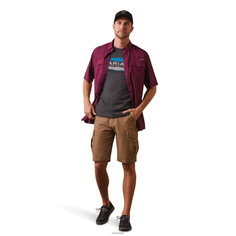 RJ66P851 t-shirt à fleurs Ariat hauts bruyère au charbon de bois Hommes