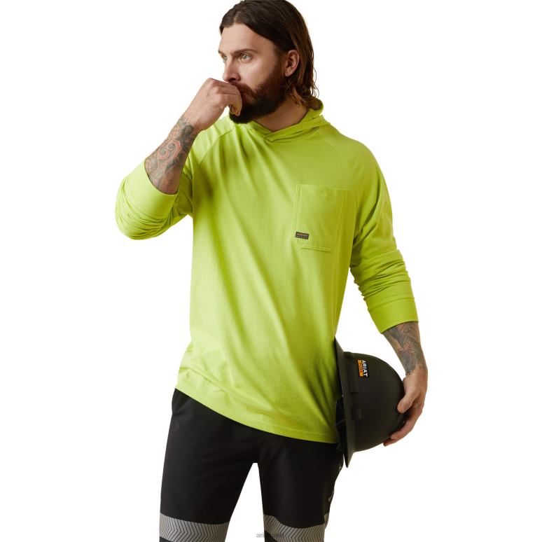 RJ66P858 t-shirt à capuche rebar cottonstrong Ariat hauts jaune vif Hommes