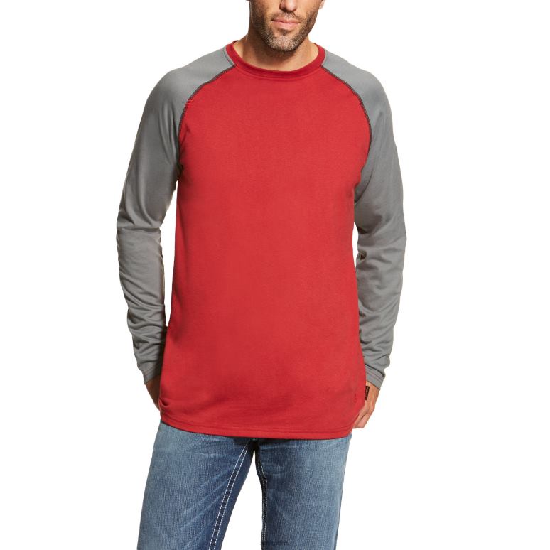 RJ66P862 t-shirt de baseball fr Ariat hauts rouge/gris foncé Hommes