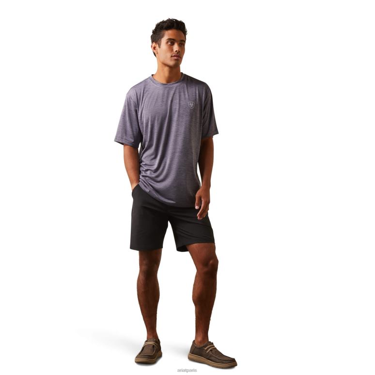 RJ66P865 tee-shirt drapeau vertical chargeur Ariat hauts pierre grise Hommes