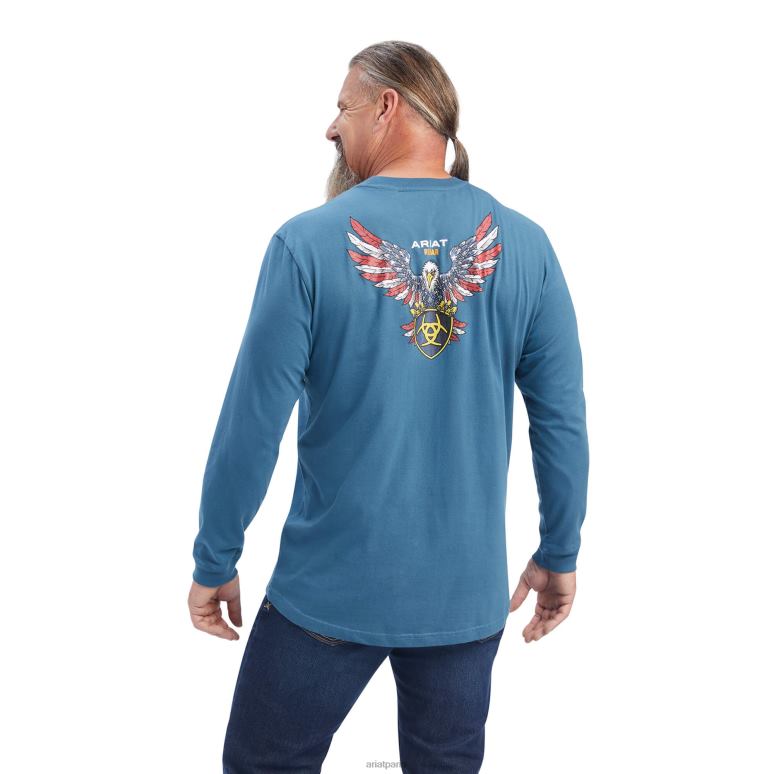 RJ66P881 t-shirt raptor américain fort en coton d'armature Ariat hauts sarcelle indienne Hommes