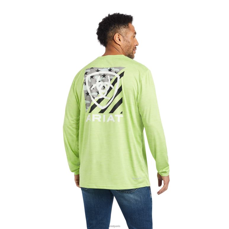 RJ66P883 chargeur americana t-shirt Ariat hauts bruyère verte Hommes