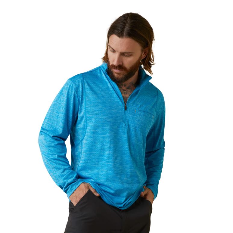 RJ66P904 t-shirt 1/2 zip évolution des barres d'armature Ariat hauts bleu plongée Hommes