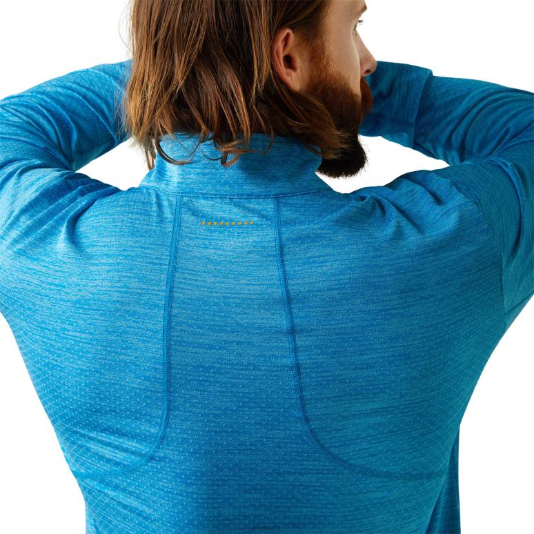 RJ66P904 t-shirt 1/2 zip évolution des barres d'armature Ariat hauts bleu plongée Hommes