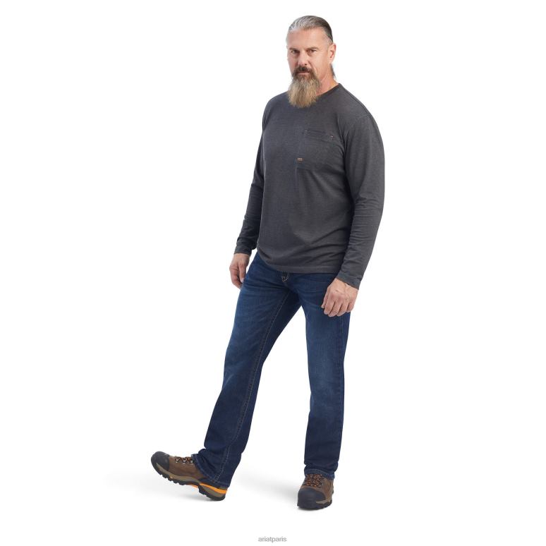 RJ66P905 ouvrier de barres d'armature né pour ce t-shirt graphique Ariat hauts bruyère au charbon de bois Hommes