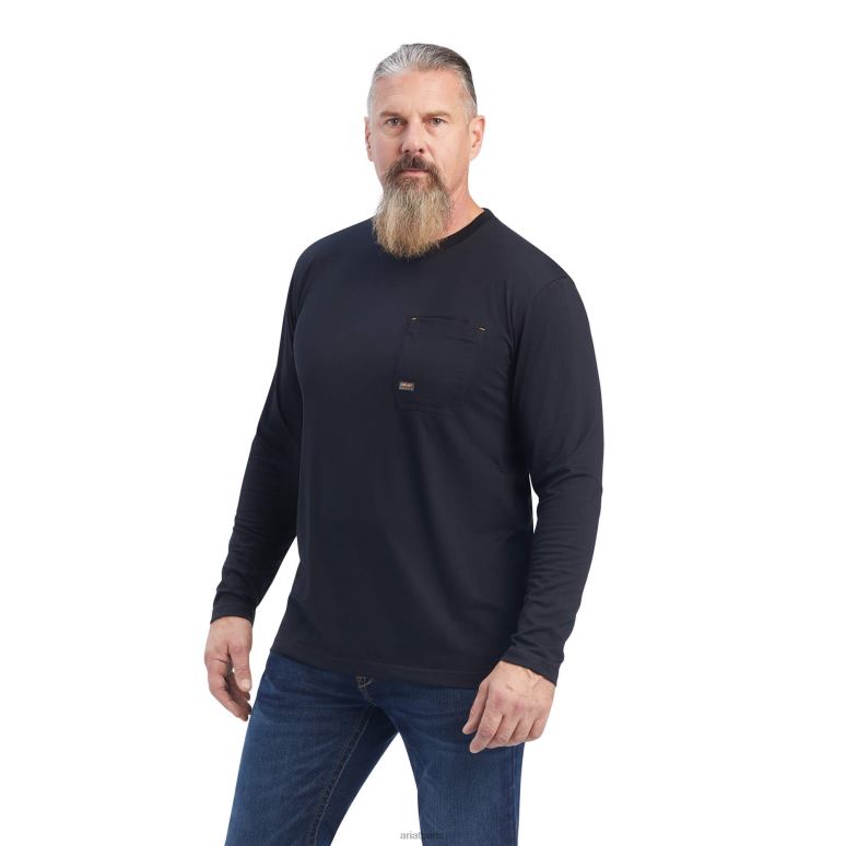 RJ66P909 ouvrier de barres d'armature né pour ce t-shirt graphique Ariat hauts noir Hommes