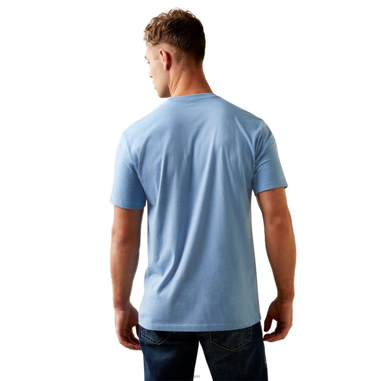 RJ66P915 t-shirt western aloha de planche de surf Ariat hauts chiné bleu clair Hommes