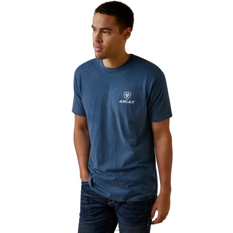 RJ66P928 t-shirt à rayures daytona Ariat hauts marin bleu chiné Hommes