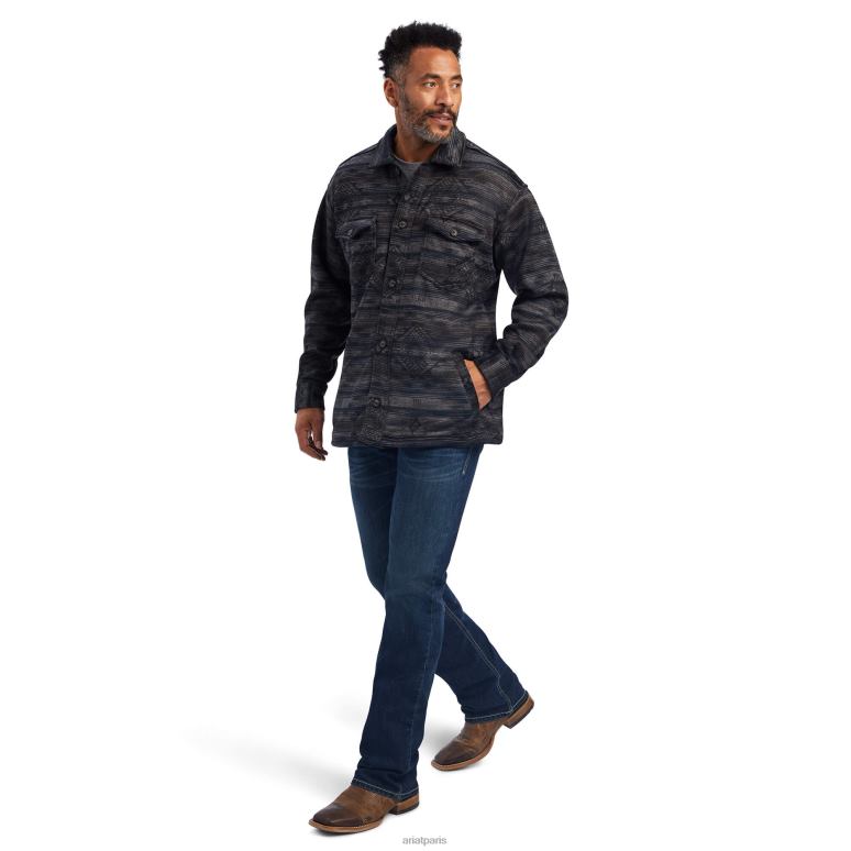 RJ66P1501 veste-chemise imprimée Caldwell Ariat hauts gris moyen sud-ouest Hommes