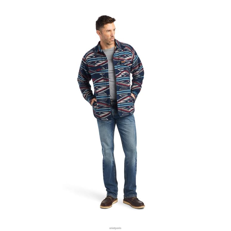 RJ66P1529 veste-chemise rétro chimayo Ariat hauts marine Hommes