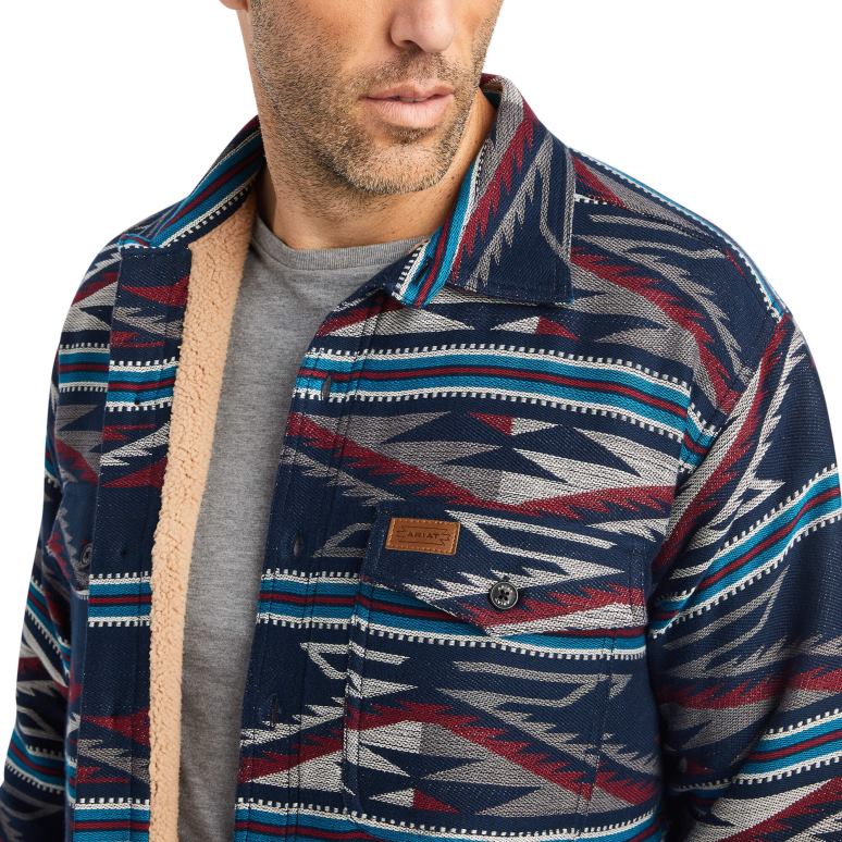 RJ66P1529 veste-chemise rétro chimayo Ariat hauts marine Hommes