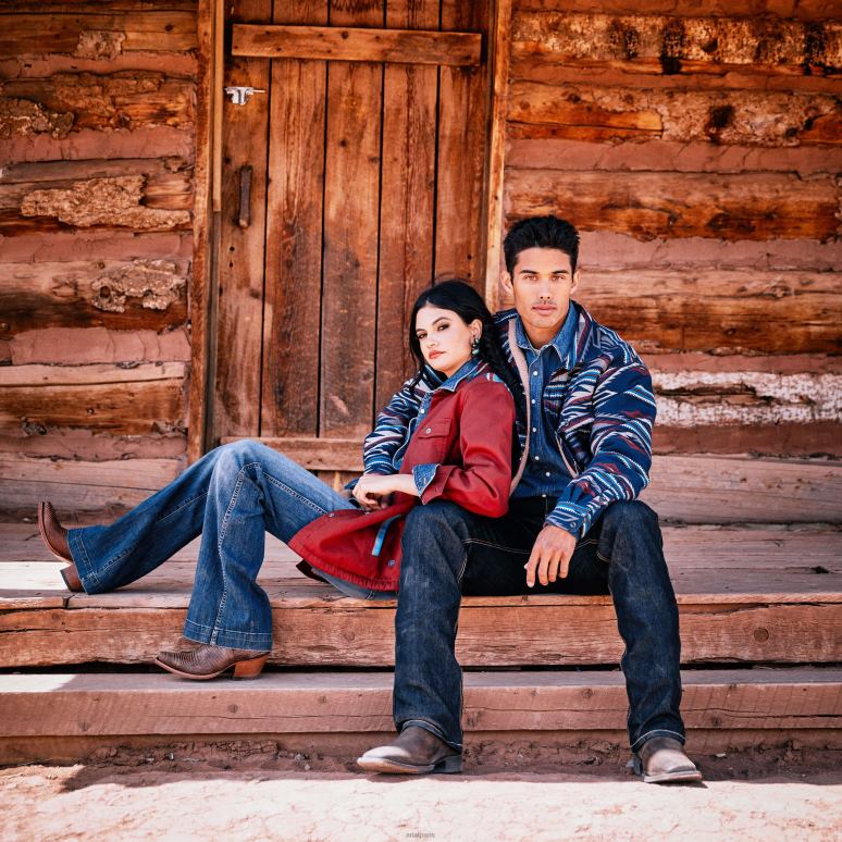 RJ66P1529 veste-chemise rétro chimayo Ariat hauts marine Hommes