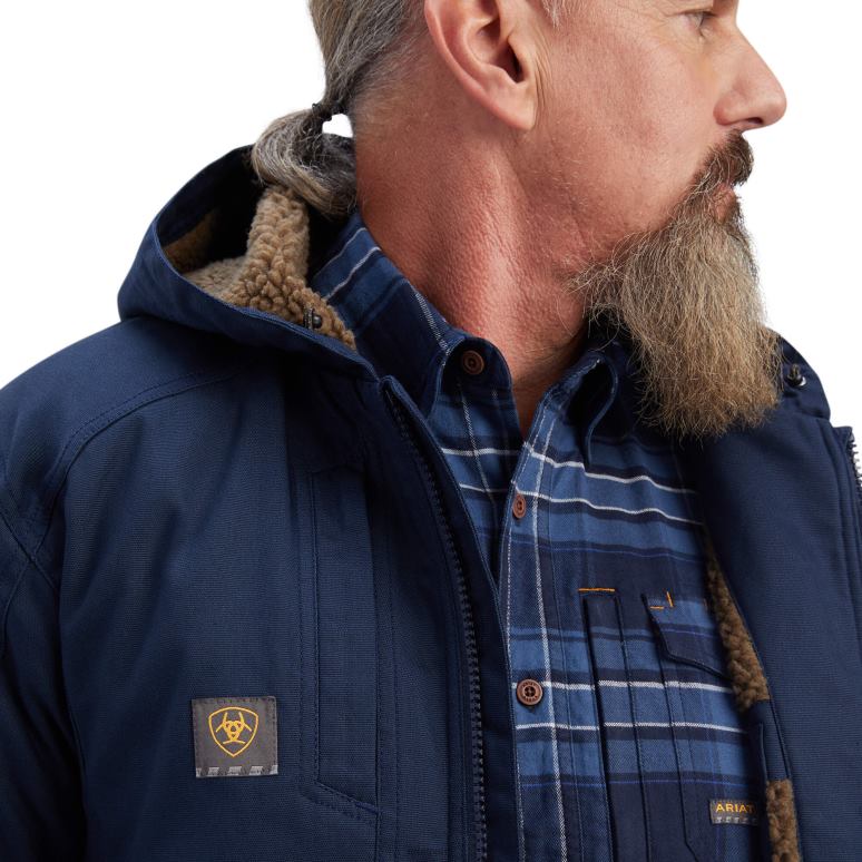 RJ66P1602 veste duracanvas avec barres d'armature Ariat hauts marine Hommes