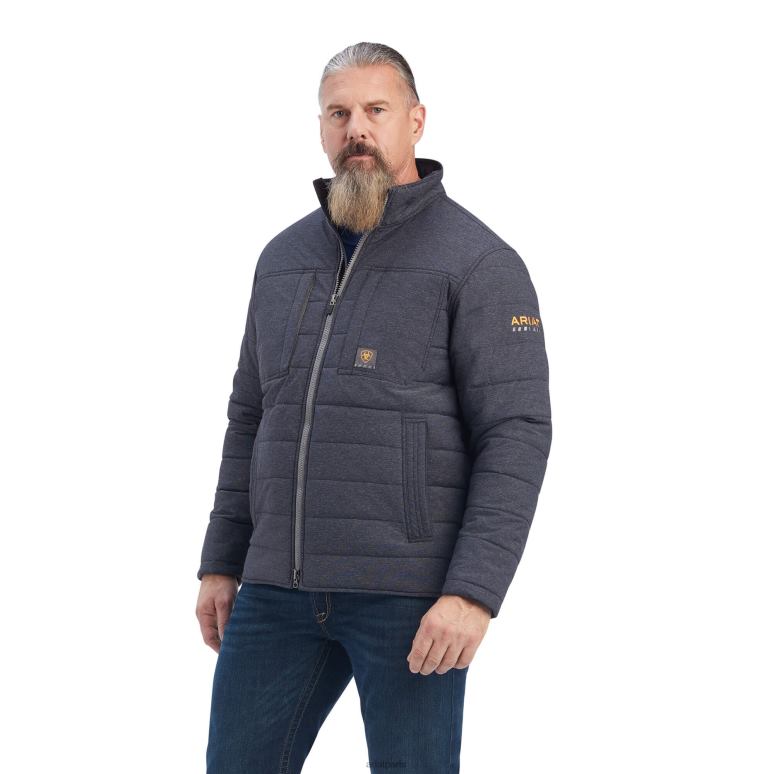 RJ66P1622 Veste isolée résistante à l'eau en toile extensible Rebar Valiant Ariat hauts bruyère au charbon de bois Hommes