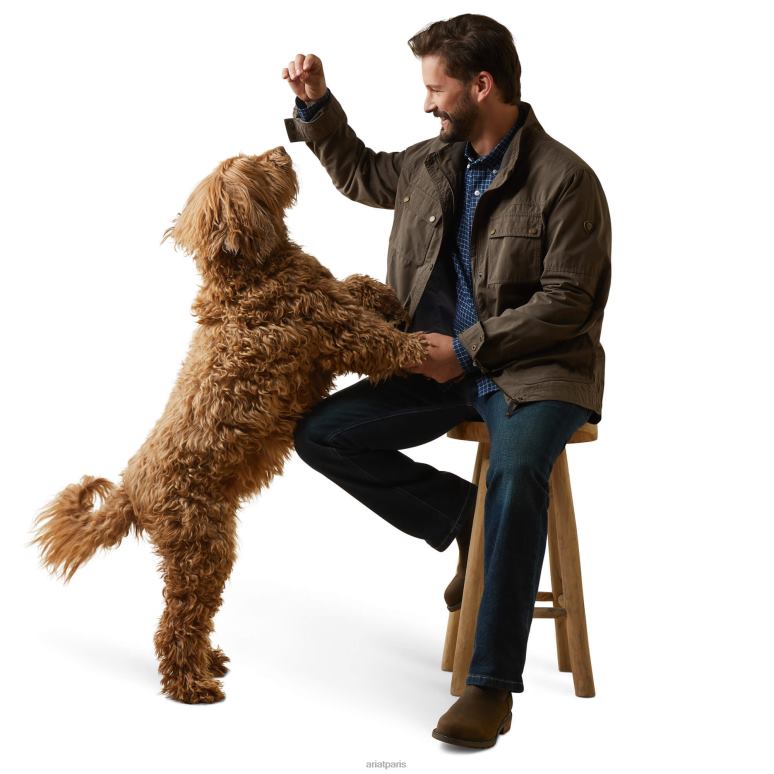 RJ66P1646 veste militaire calumet Ariat hauts écorce de banian Hommes