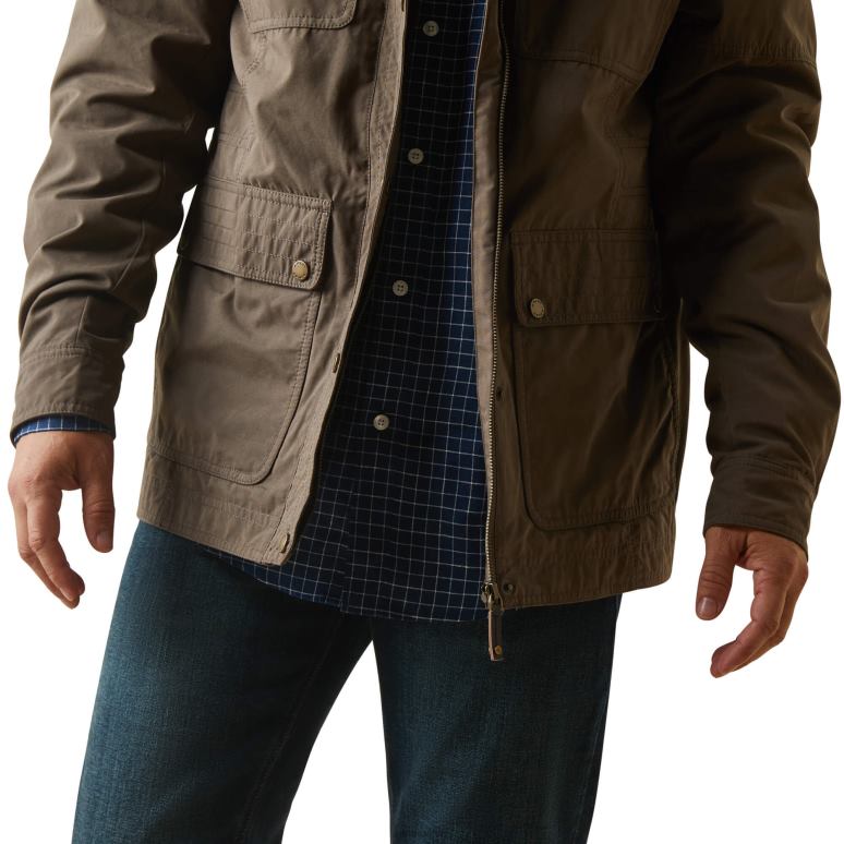 RJ66P1646 veste militaire calumet Ariat hauts écorce de banian Hommes