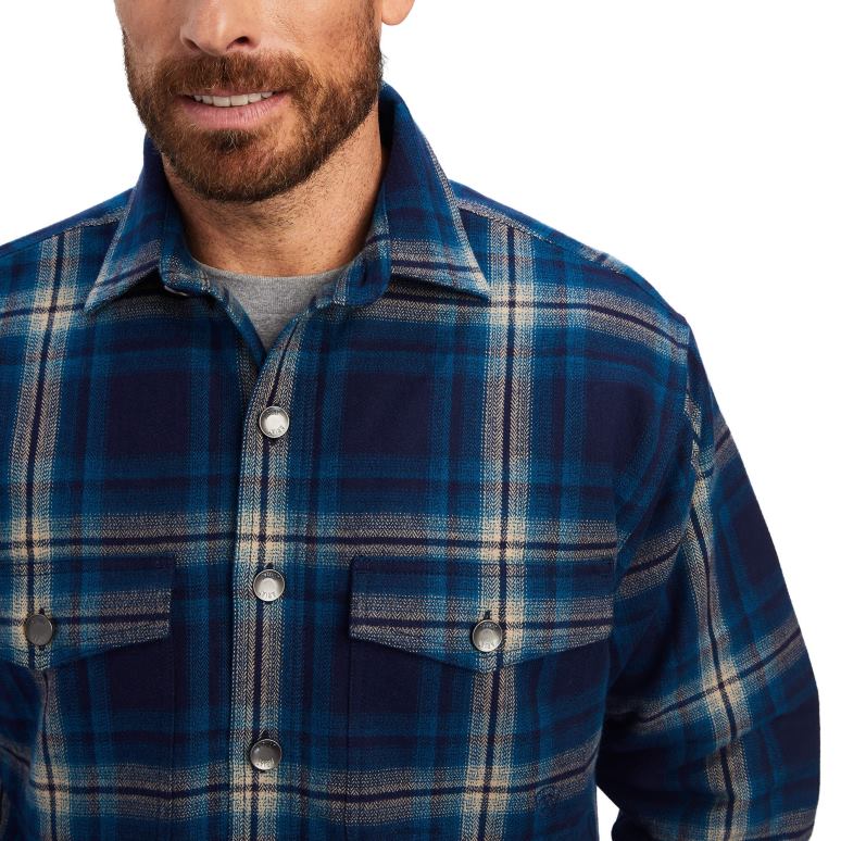 RJ66P1654 veste-chemise hannoch Ariat hauts bleu maritime Hommes