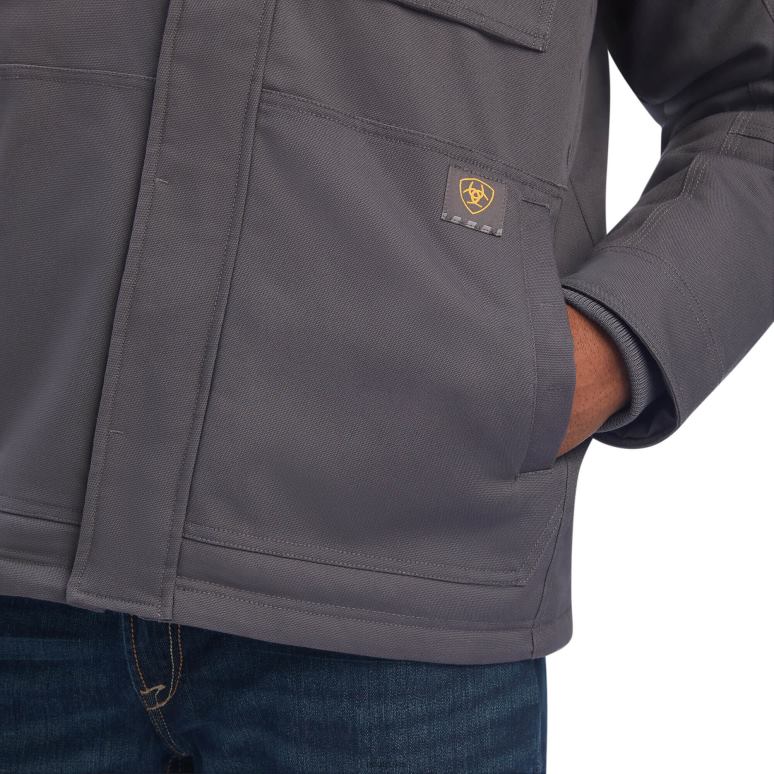 RJ66P1772 manteau doublé en sherpa rebar duracanvas Ariat hauts barres d'armature grises Hommes