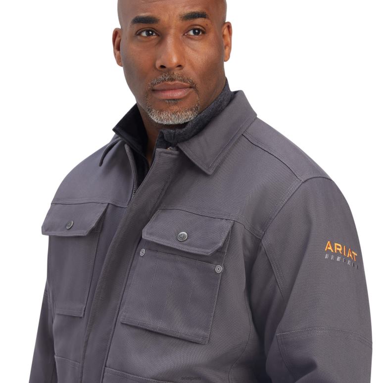RJ66P1772 manteau doublé en sherpa rebar duracanvas Ariat hauts barres d'armature grises Hommes
