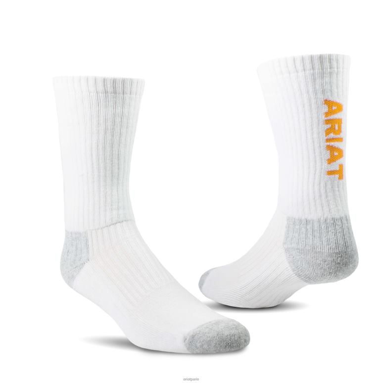 RJ66P2030 Lot de 3 paires de chaussettes de travail en coton filé à l'anneau de qualité supérieure Ariat accessoires blanc unisexe